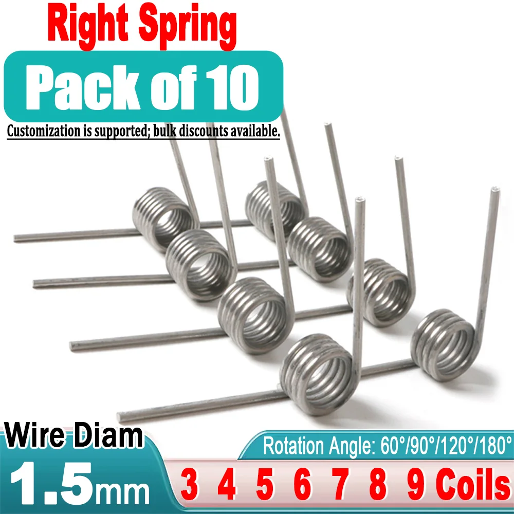 10 Pcs Rotate Right Torsion Spring 1.5mm Wire Diameter V Type V-Shaped Torsion Spring 60 90 120 180 Degrees