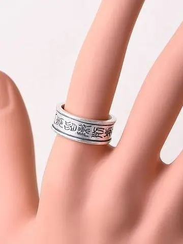 

Retro WEIER Ring Array Forward Men Women Nine Word True Silver Finger Ring Daoist Style Fashion Jewelry Accessory