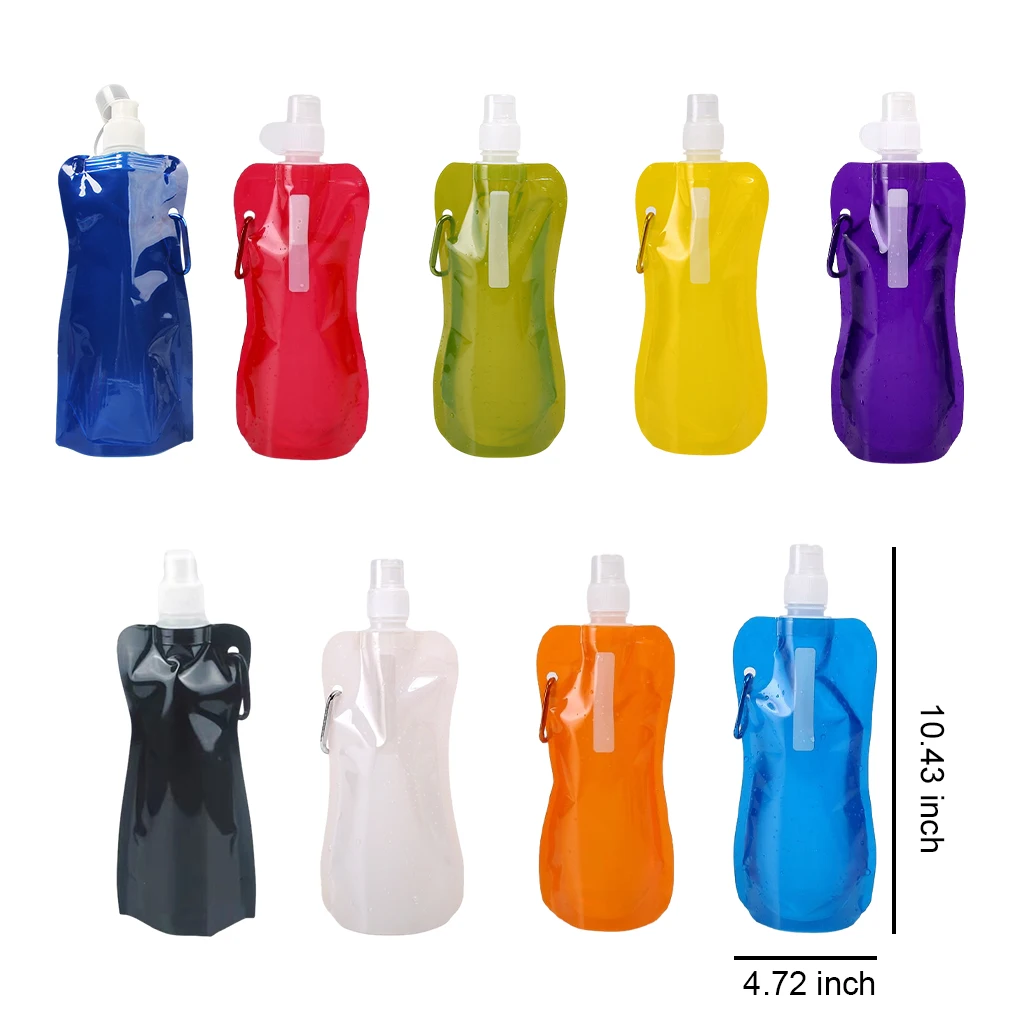 480ML Portable Folding Water Bag TPU Ice Pack Outdoor Sports Water Bottle Hiking Jogging Water Storage Bag Camping Equipment