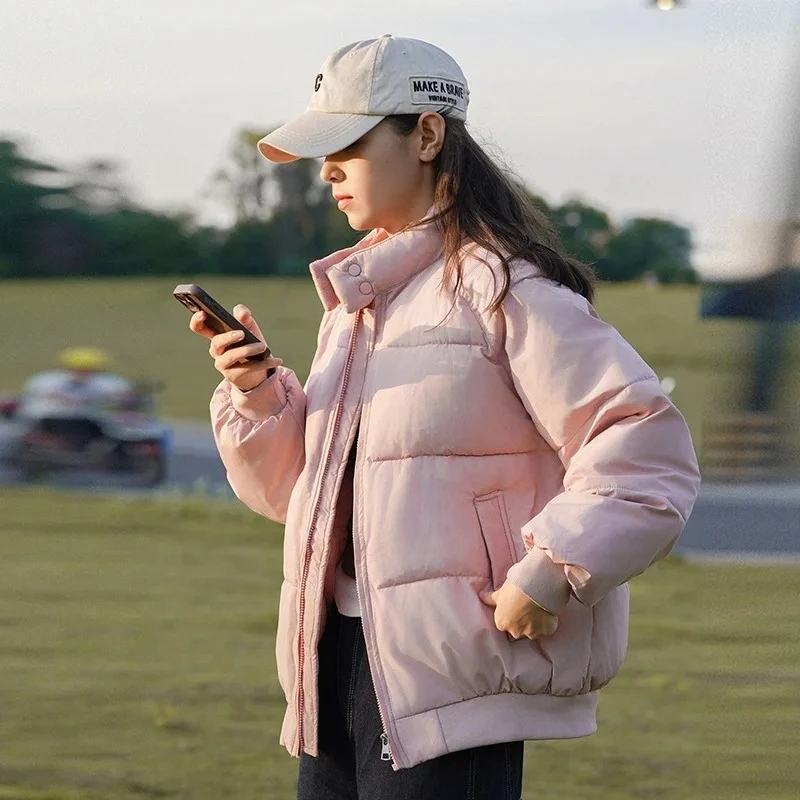 

Женская новинка 2025, короткая пышная куртка с воротником-стойкой, свободный крой, толстое теплое пальто на хлопковой подкладке