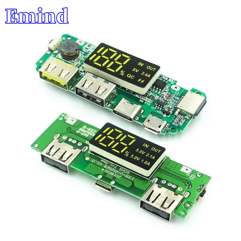 2/5/10/20/50Pcs 18650 Lithium Battery Digital Display Charging Module 5V2.4A 2A 1A Dual USB Output With Display Boost Module