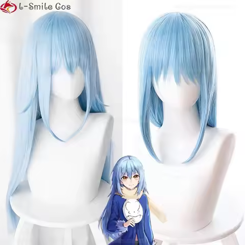 Anime Rimuru Tempest Cosplay Wig 70cm Light Blue Heat Resistant Fiber Hair Party Wigs