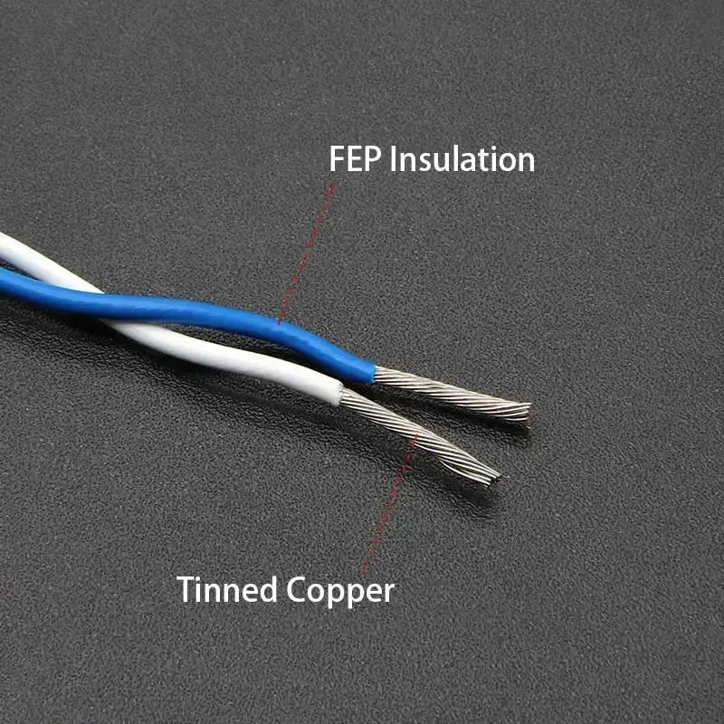 1~20m AFS200 PTFE Wire 2pins 26/25/24/22/20/18/17/15/13AWG High Temperature DIY FEP Twised Pair Electronic Signal Copper Cable