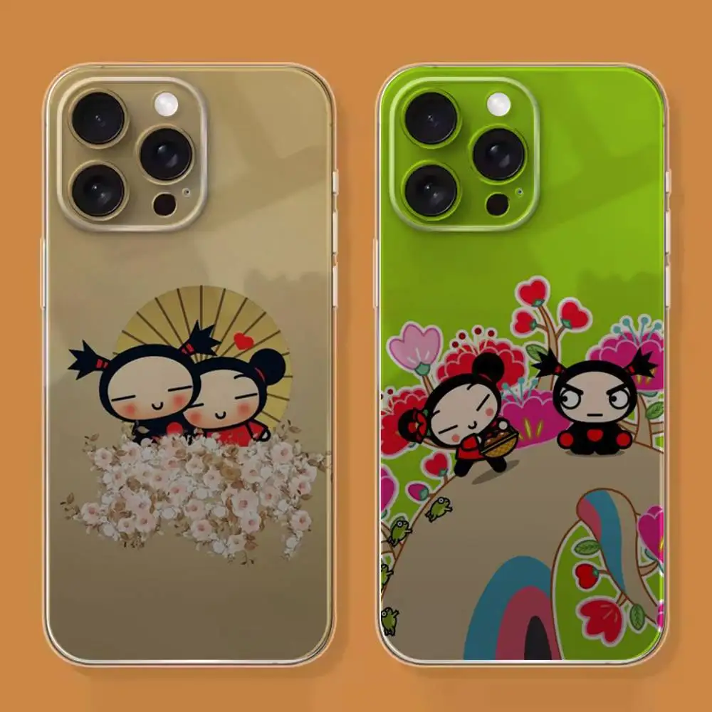 

Cute Cartoon Pucca Garu Phone Case For iPhone 16,15,14,13,12,11 Plus,Pro,Max,XR,XS,X,7,8 SE,Mini Transparent Silicone Soft