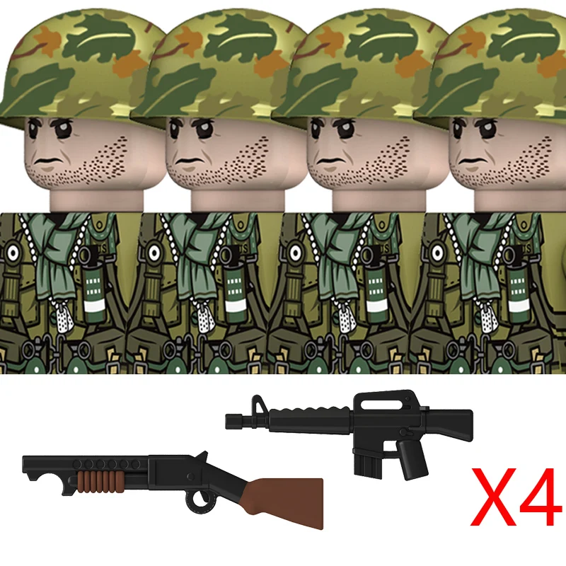 Military The Vietnam War US Soldiers Figure Building Blocks Vietnamese American Army Infantry Machine Gunner Weapons Bricks Toys 3