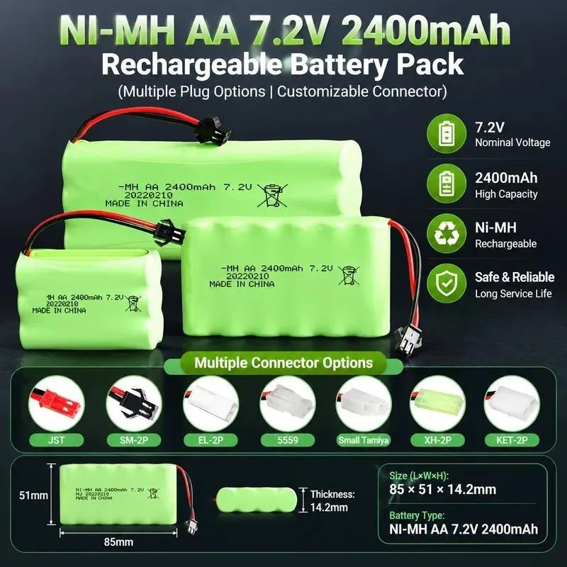 for NI-MH 7.2V 2400mAh Rechargeable Battery Pack AA5 Nickel Metal Hydride Battery for Remote Control Toy Accessories