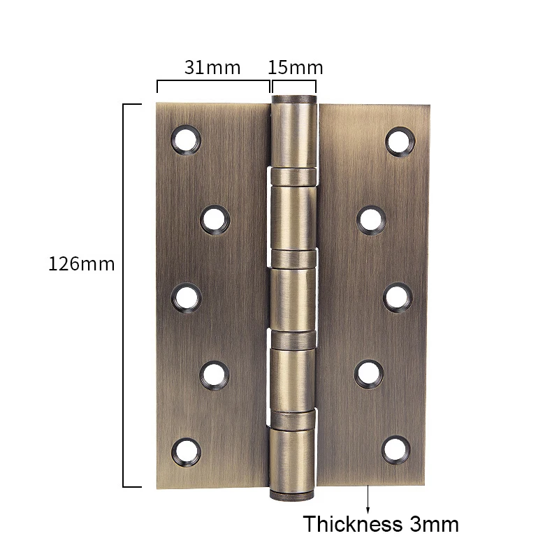 Brand New 3PCS 5Inch Stainless Steel Door Hinges Thicken 3mm Smooth & Mute Bedroom Living Room Door Hinges Furniture Hardware