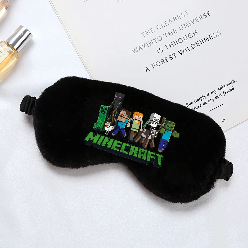 Game Theme Soft Plush Eye Masks Sleeping Mask  Minecrafted Sleeping Blindfold Eye Cover Boys Male Plush Mask Fashion Eyepatch view 3