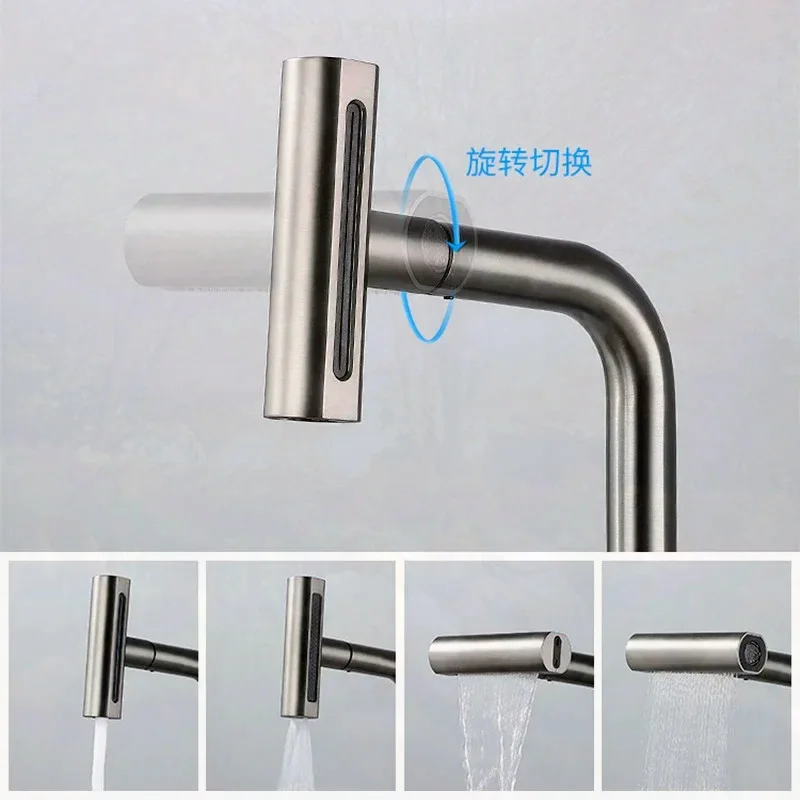 NEW Waterfall kitchen faucet 360° rotating waterfall flow spray head hot and cold water sink mixer kitchen faucet