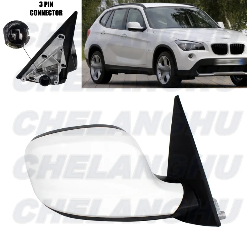 

For BMW X1 E84 2009 2010 2011 2012 US Version Right Side 3 Pins White Painted Memory Power Adjust Power Fold Mirror Assembly