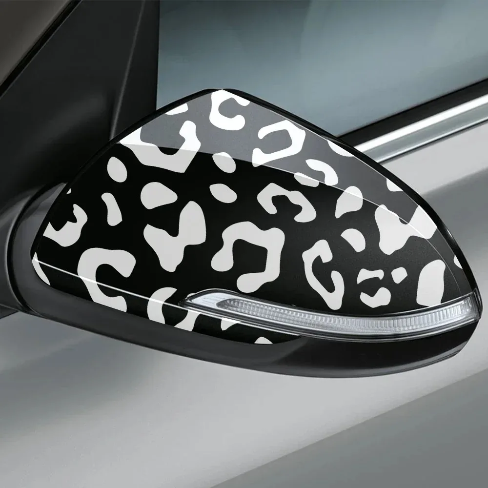 Car Rearview Mirror Sticker Leopard Print Auto Decorative PVC Decal Waterproof Vinyl Film Creative Car Exterior Accessories