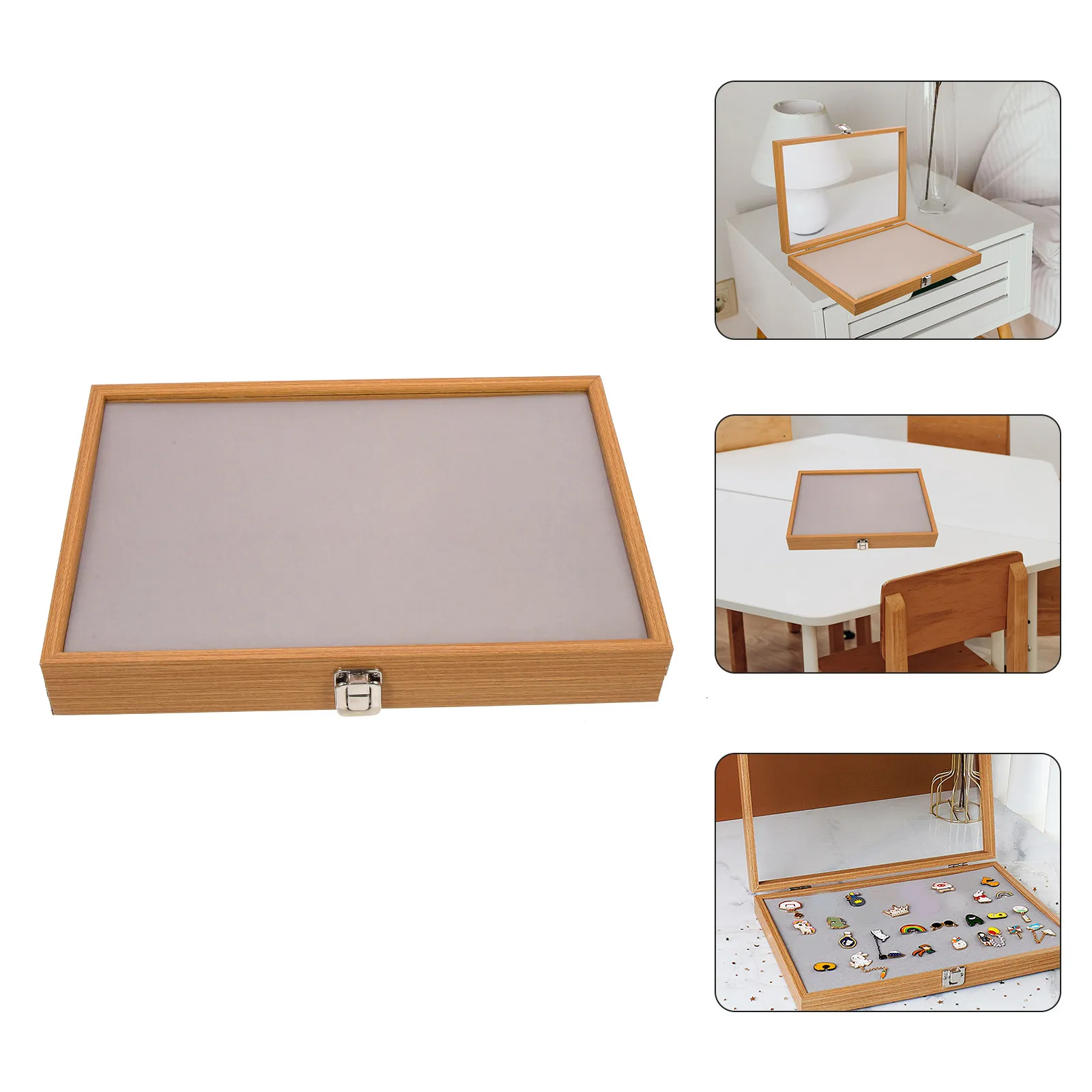 

Brooch Pin Case Compact Lightweight Display Box with Clear Lid for Jewelry Medal Bangles Storage Organizer Display Case