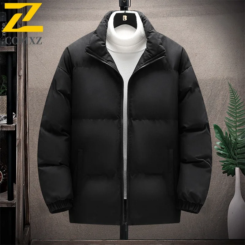 سترة مبطنة للرجال بياقة واقفة من COMXZ لركوب الدراجات في الهواء الطلق سترة سميكة دافئة كاجوال على طراز الشارع معطف شتوي خفيف الوزن #2