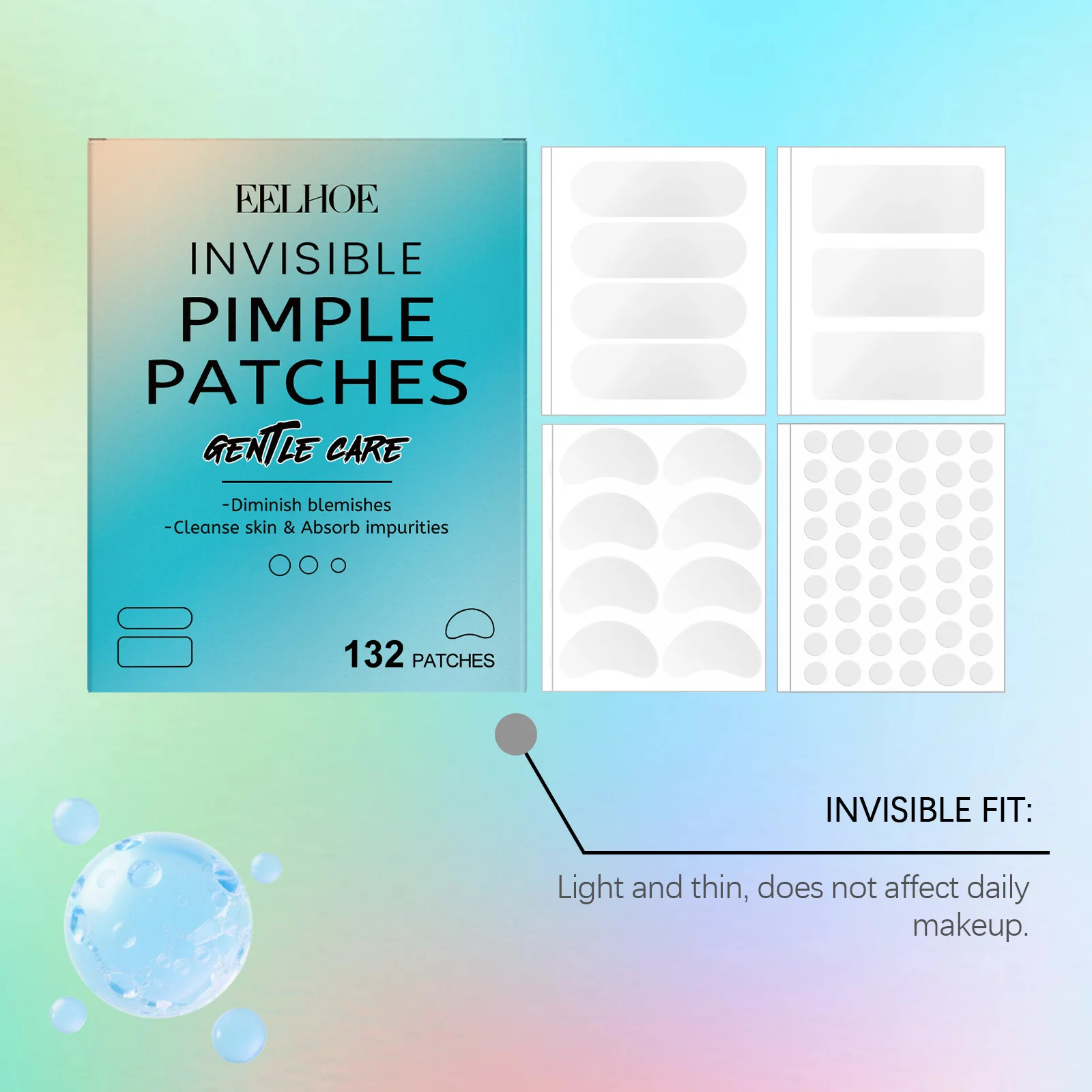 Eelhoe Facial Acne Care Transparent Patch No Irritating Improve Damage Waterproof Remove Pimple Invisible Acne Repairing Patches