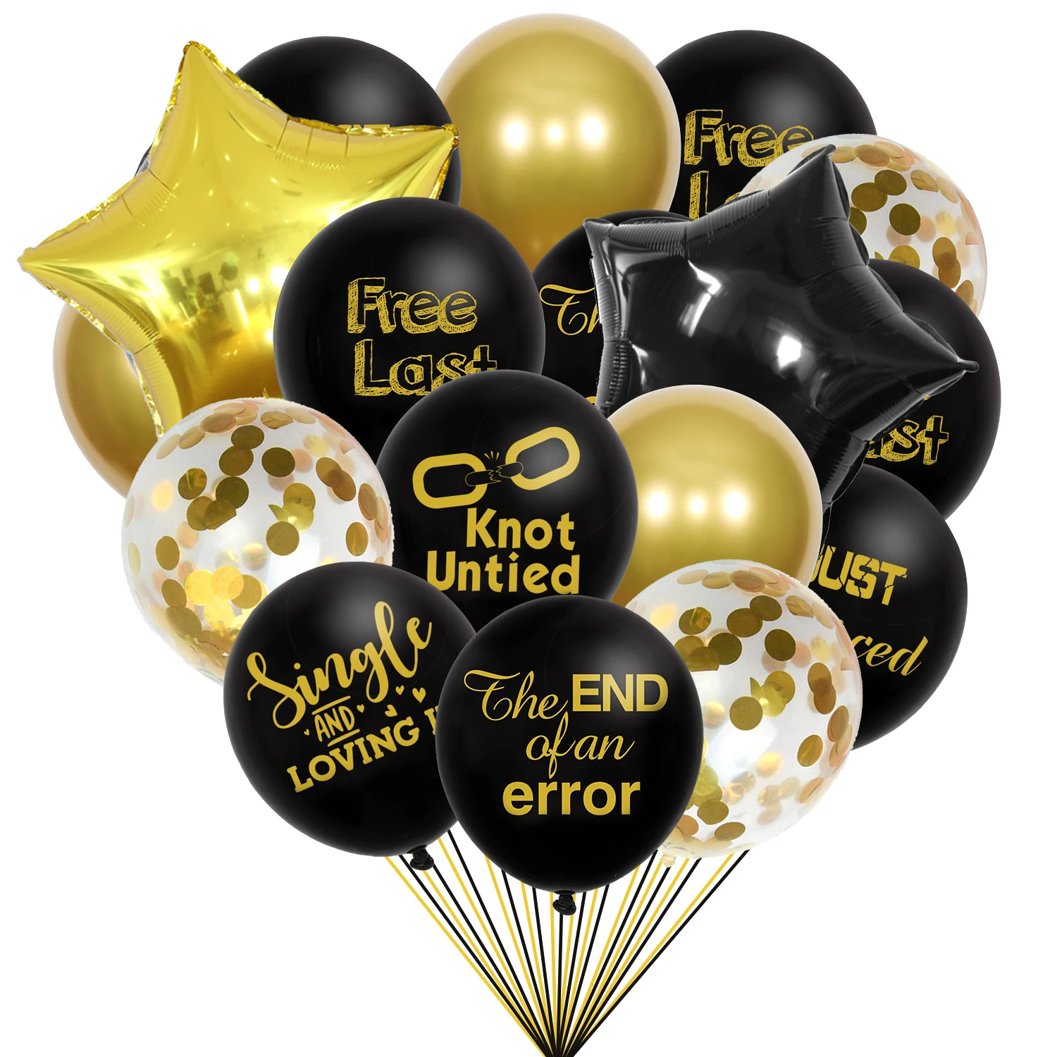 27PCS Black and Gold Divorce Theme Balloon Set for Party Decoration