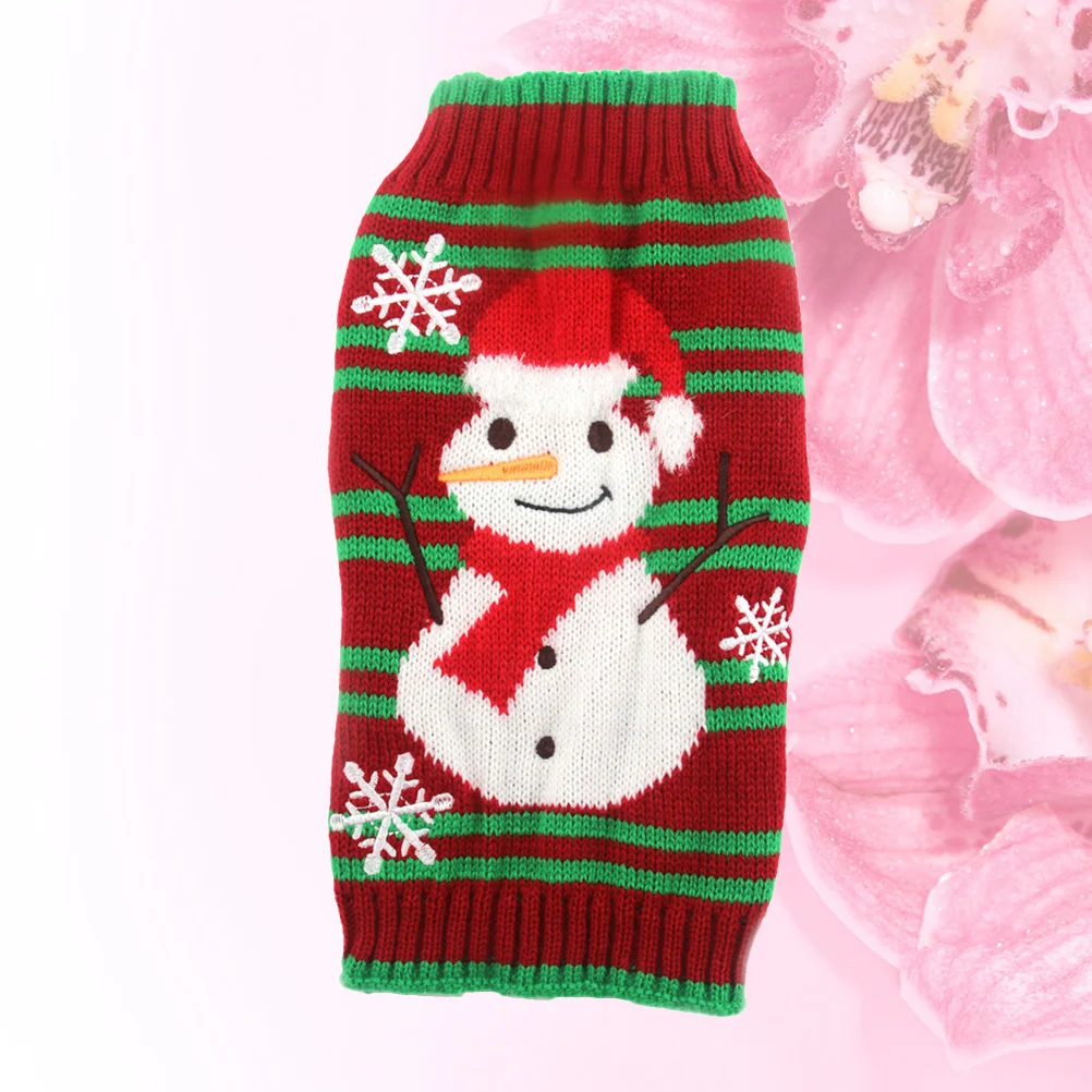 

1Pcs Pet Dog Sweater Size Xxs Warm Wool Snowman Stripe Pattern Puppy Winter Christmas Costume Outdoor Clothes Pet Dog Sweater