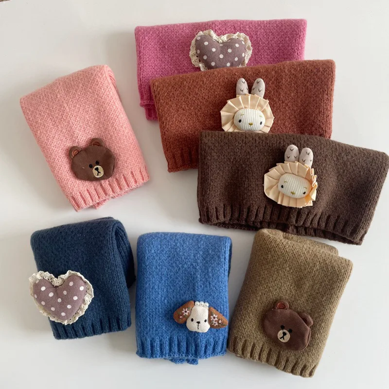 Bebé invierno cubierta de cuello a prueba de viento niños y niñas Otoño e Invierno viaje al aire libre bufanda de punto caliente niños bufanda de Color caramelo ZX07