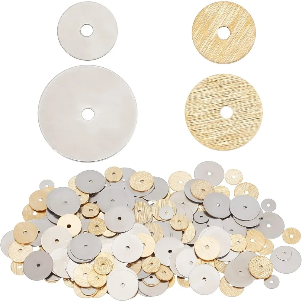 600Pcs Brass Heishi Beads 2 Colors 4 Size 6mm 8mm Flat Round Metal Spacer Beads Findings Coin Disc Stainless Steel for Bracelet