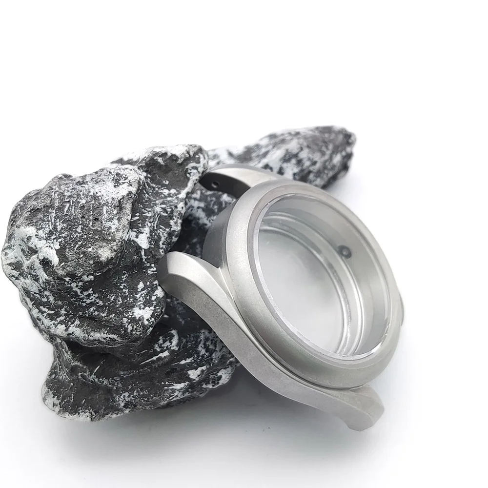 PARNSRPE Cassa per orologio argento opaco 41mm NH35 Impermeabile adatto NH35 NH36 Movimento meccanico automatico Vetro zaffiro