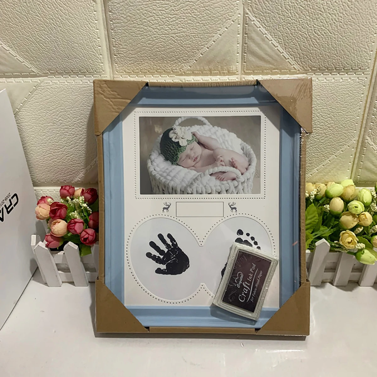 Growth record souvenir Creative picture frame baby hand footprint Picture frame newborn