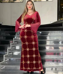 Muslim Euramerican Africa Beautiful Women's Dress Noble Temperament Dress Fashionable Diamond Robe Eid Dress For Women Kaftan