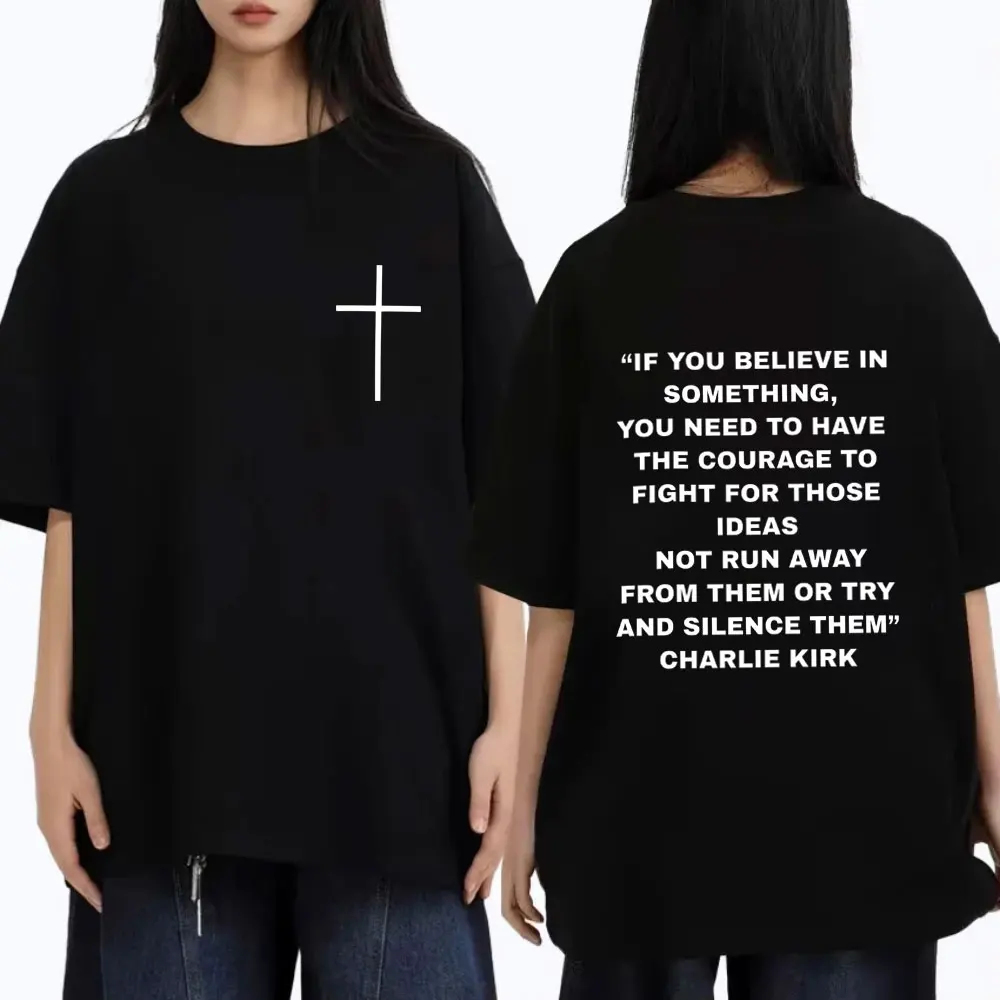 

Christian Jesus Charlie Kirk Freedom T Shirt Tribute Memorial American Hero T-shirts Patriotic Activism T Shirts Men Cotton Tees