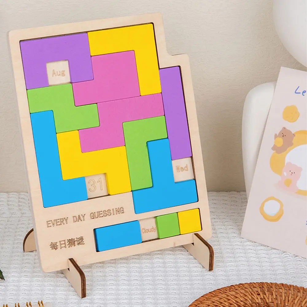 Kinder Montessori Tangram Kreative IQ Puzzle Kits Holz Kalender Puzzles Kinder Puzzle Spielzeug Intelligenz Puzzle Spiele
