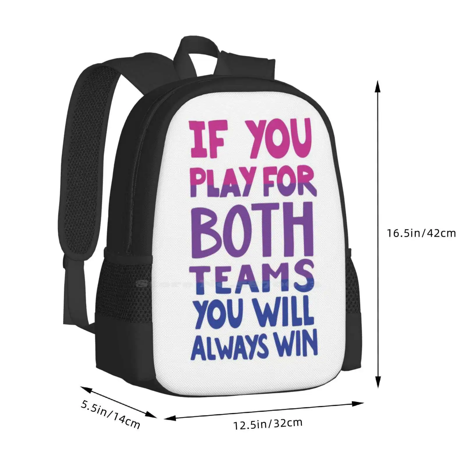 Bi-3D Print Design Mochila para Estudante, Lgbt Camisa Saco, Bisexual Design, Citação