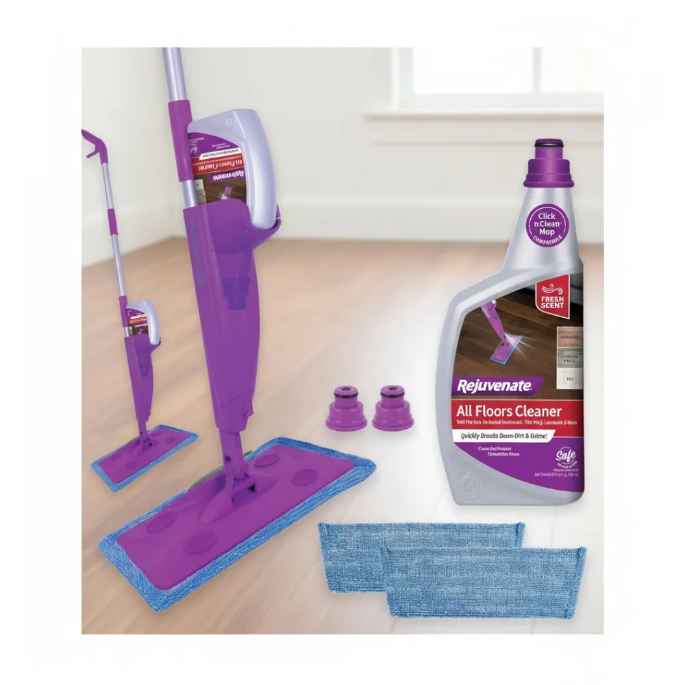 

All-in-One Spray Mop Kit for Hardwood & Tile Floors - Reusable Microfiber Pads, Safe for Kids & Pets