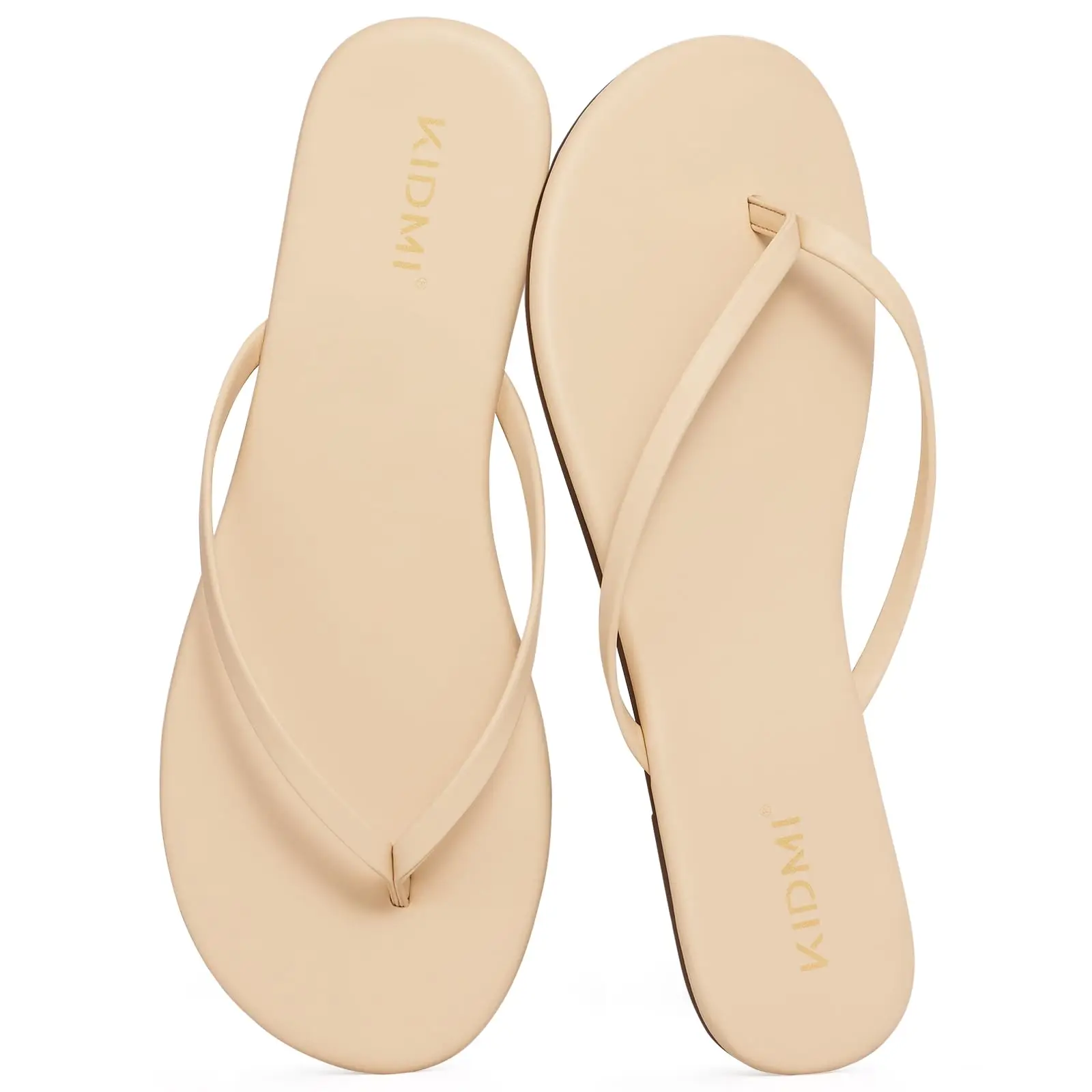 Litfun Classic Flip Flops For Women Vegan Leather Beach Sandals Flat Light Thong Women's Slides Rubber Sole Outdoor Slippers view 2