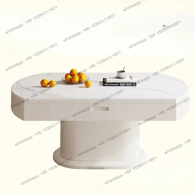 

Cream Wind Lifting Coffee Table Double-Use Multifunctional Tea Table Retractable Folding round Table