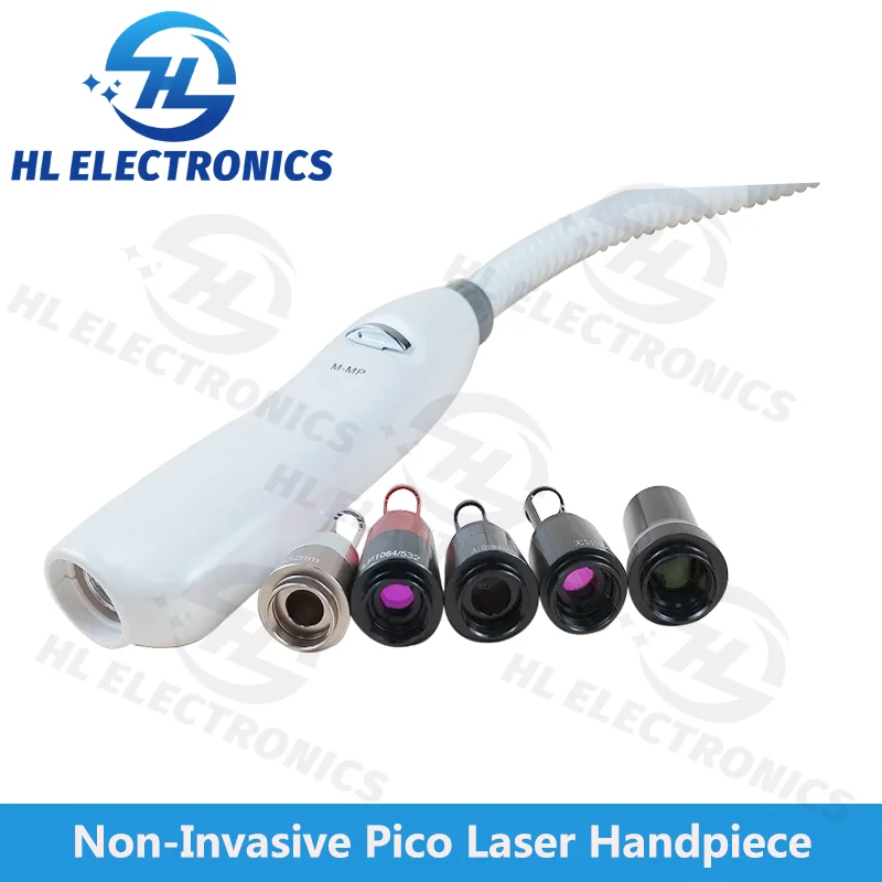 Non-invasive Pico laser Handle with 1064nm 532nm 1320nm 755nm Laser Lens tips probe Black doll