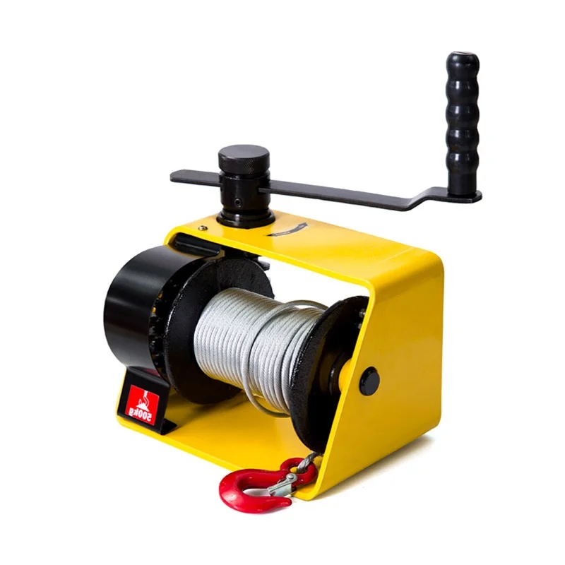 Portable Construction Crane Turbine Manual Winch 250KG Winch Tractor Hoist with Self-locking Worm Gear Winch