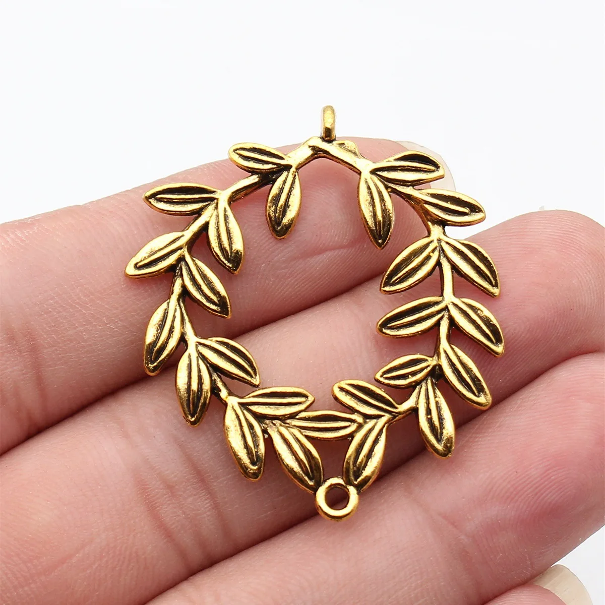 10pcs 43x38mm(1.69x1.5inch) 2 Colors Olive Branch Pendant Connector Zinc Alloy Materials Jewelry Accessories