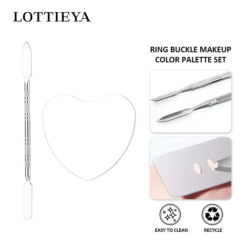 Ring Buckle Mixing Palette Upgrad Stainless Steel Metal Mixing Spatula Artist Tool Nail Mixing Color Palette Makeup Sets