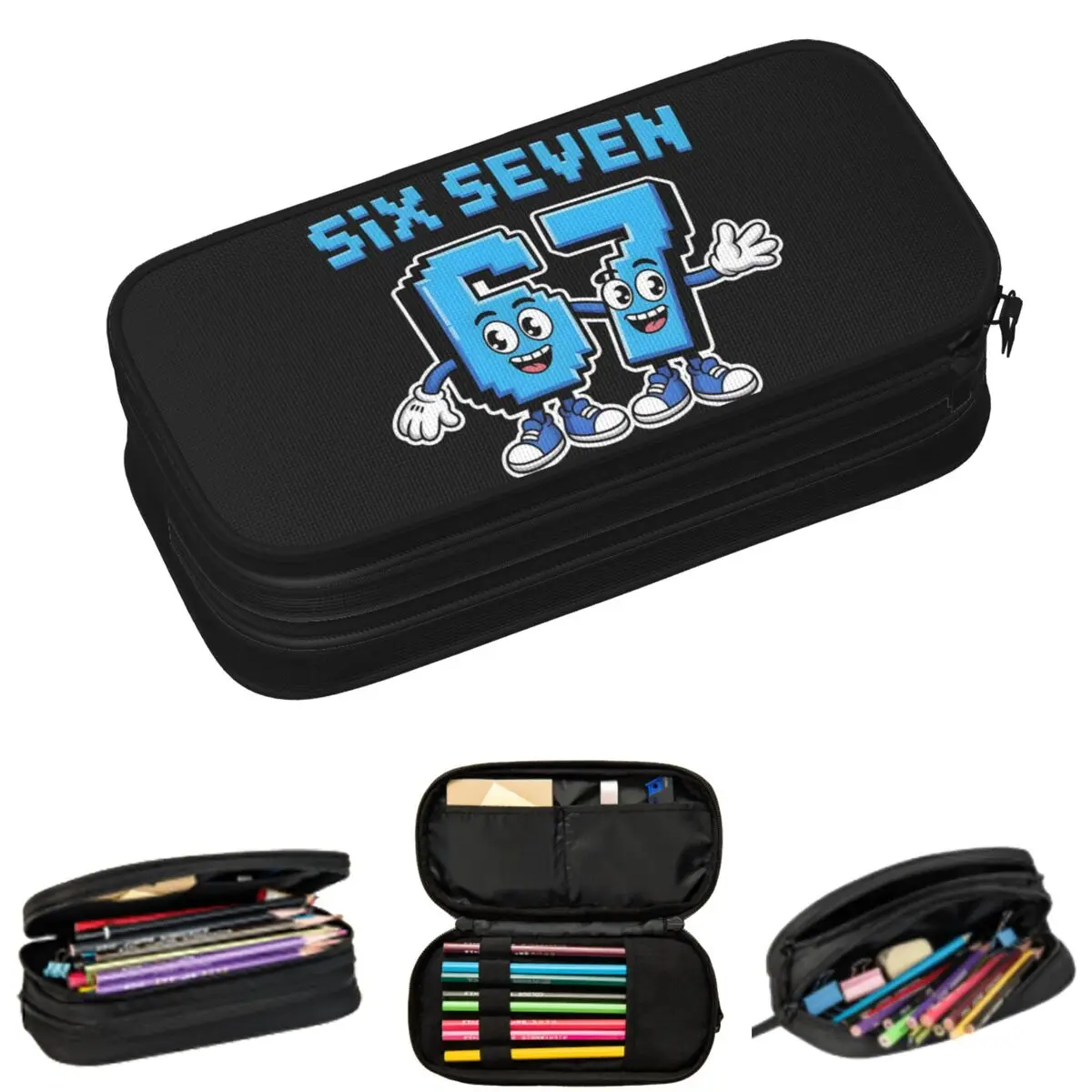 

Красочные пеналы с принтом номера 67 для школьников, большая сумка-пенал для ручек и карандашей, вместительный пенал-косметичка