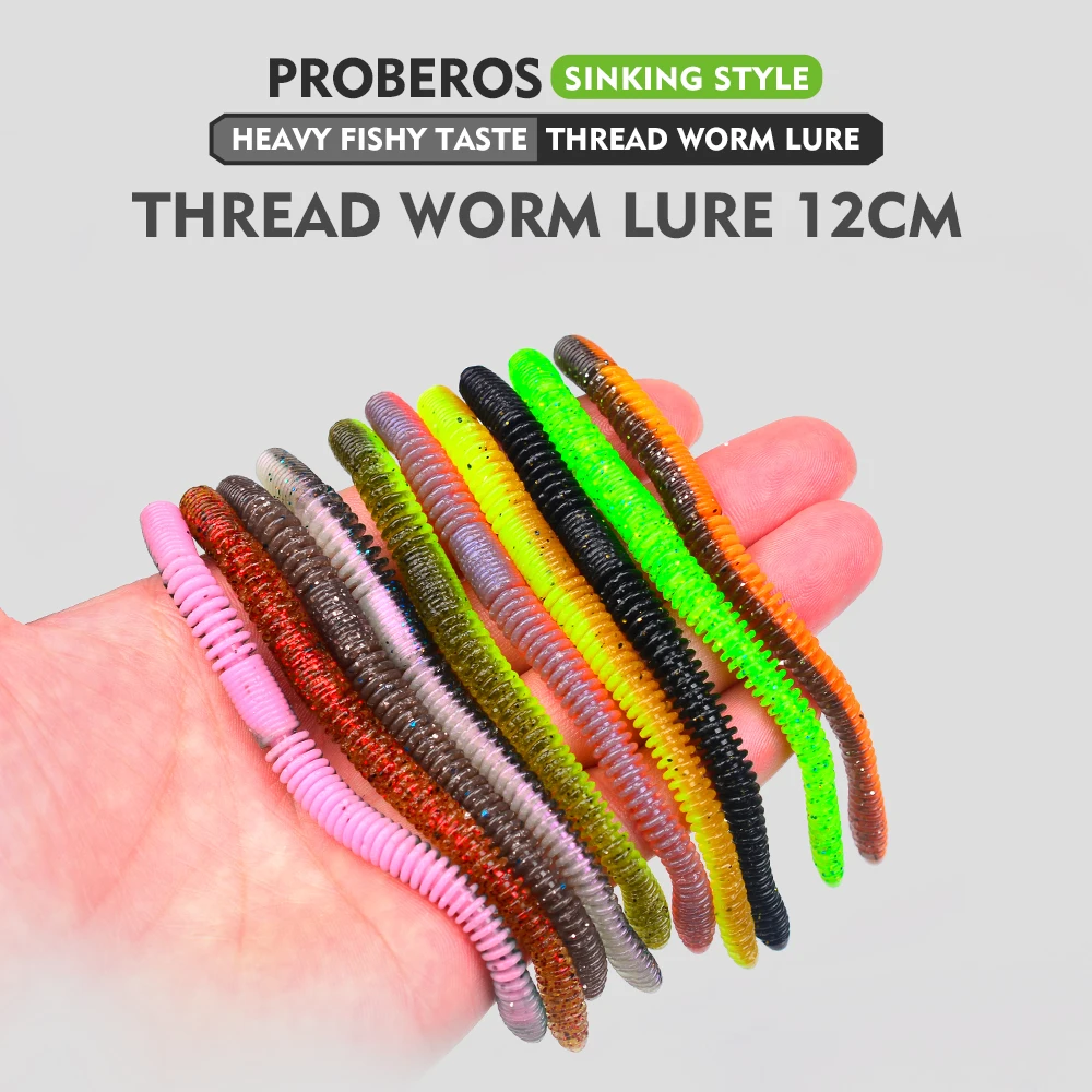 PROBEROS 20 stücke 12 cm Angeln Locken Weicher Köder Wurm Shad Silikon Köder Larve Wobbler Hecht Bass Swimbait Künstliche leurre Souple – Detail 1