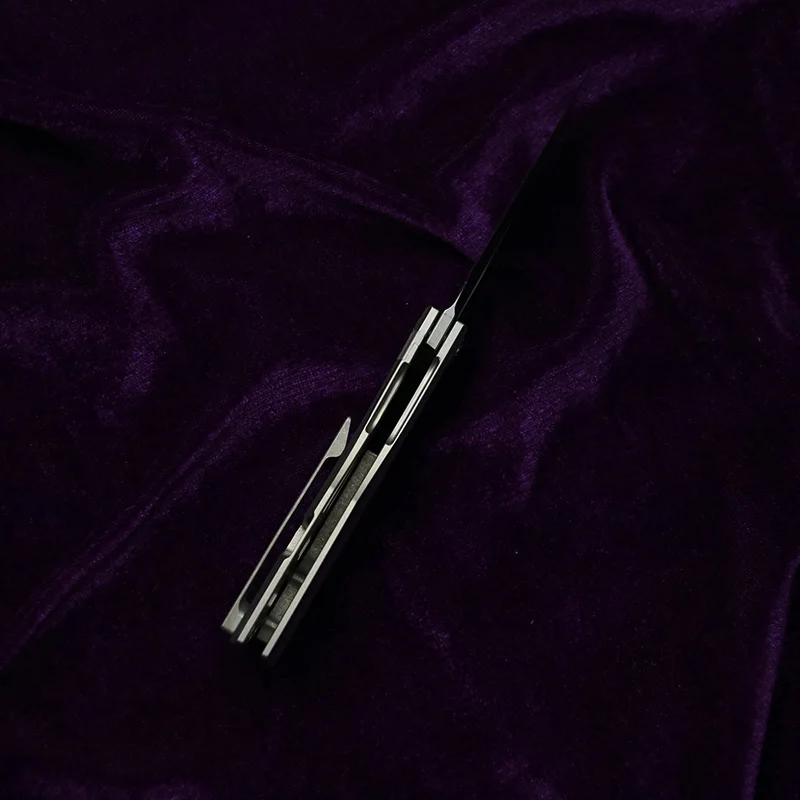 LEMIFSHE Protean جوفاء طحن 60 + HRC 154 سنتيمتر الصلب التيتانيوم مقبض النحاس طوقا جيب EDC أداة التخييم في الهواء الطلق سكين للفرد