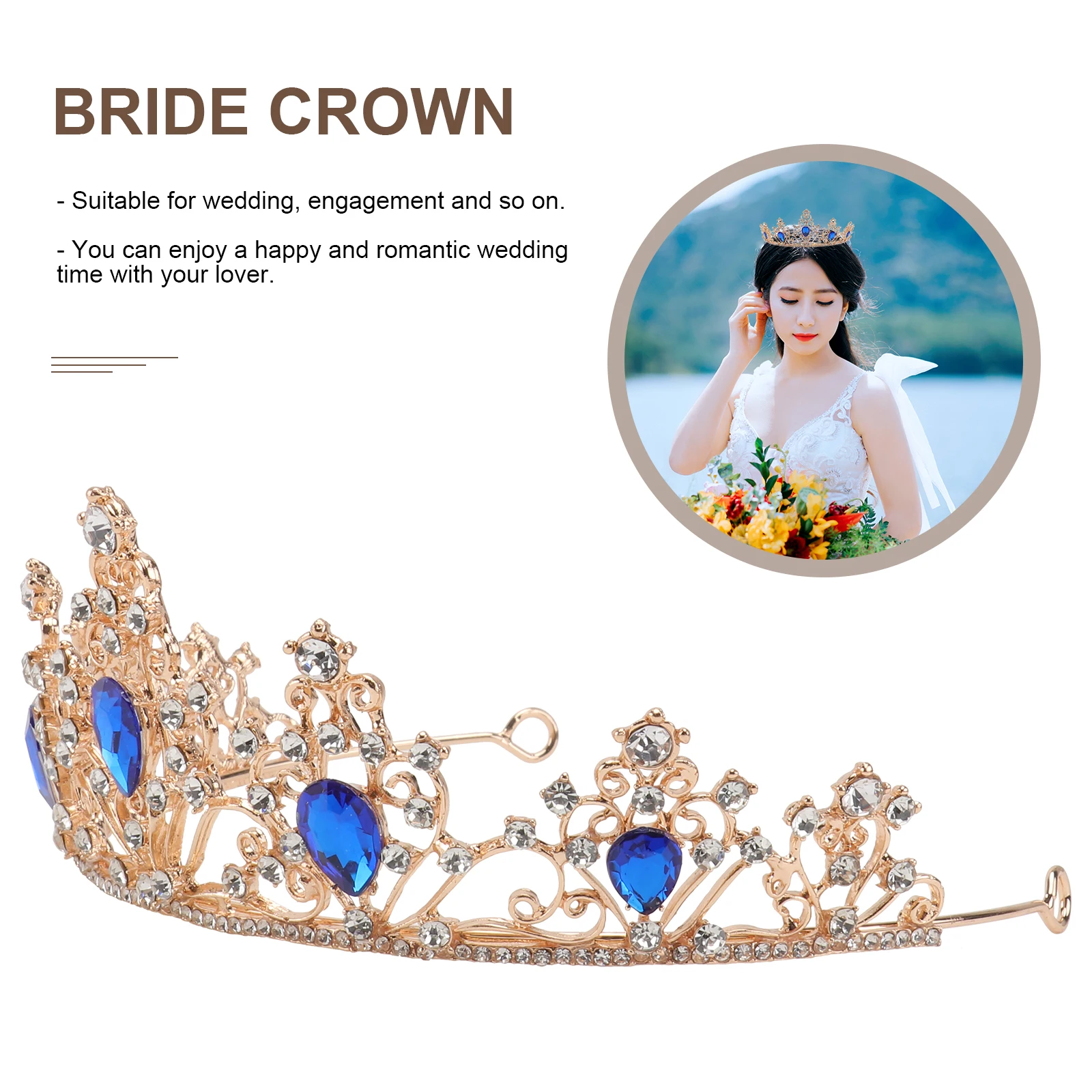 

Queen Tiara Hair Accessories for Girls Bride Headdress Rhinestones Birthday Headband