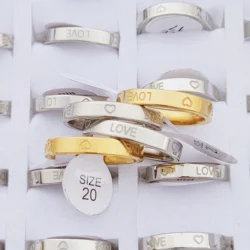 36pcs/Lot Wholesale Stainless Steel Ring 4MM for Women Charming Sweet Jewellery Engraved Design High Quality Finger Decoration
