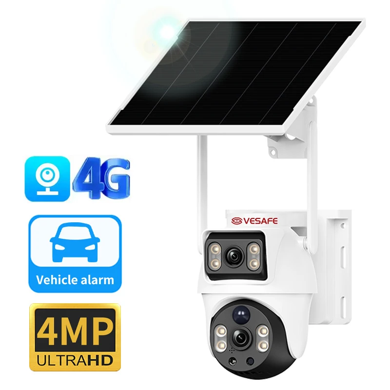 

July003 VESAFE V380 PRO APP Ai Vehicle Detection Security Cctv Wifi Cameras Surveillance Wireless Outdoor Solar Camera 4g Sim Ca