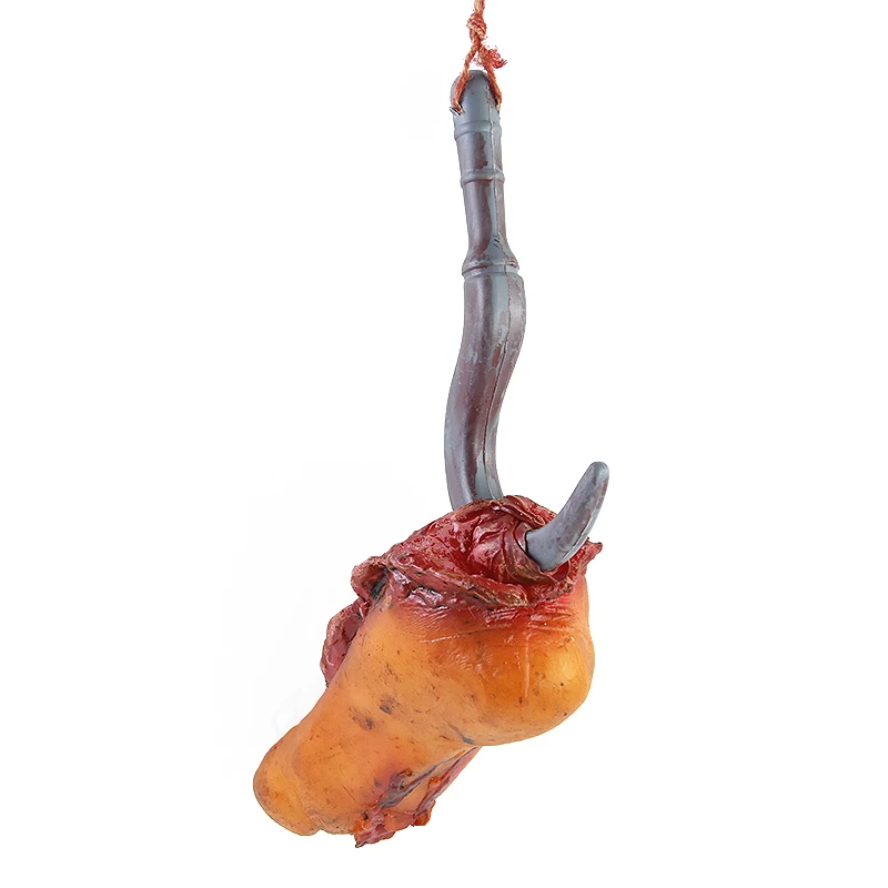 1 مجموعة هالوين الأيدي الدموية وهمية مخيف قطع أجزاء الجسم المكسورة مع هوك لحفلة الهالوين معلقة الديكور الدعائم #6