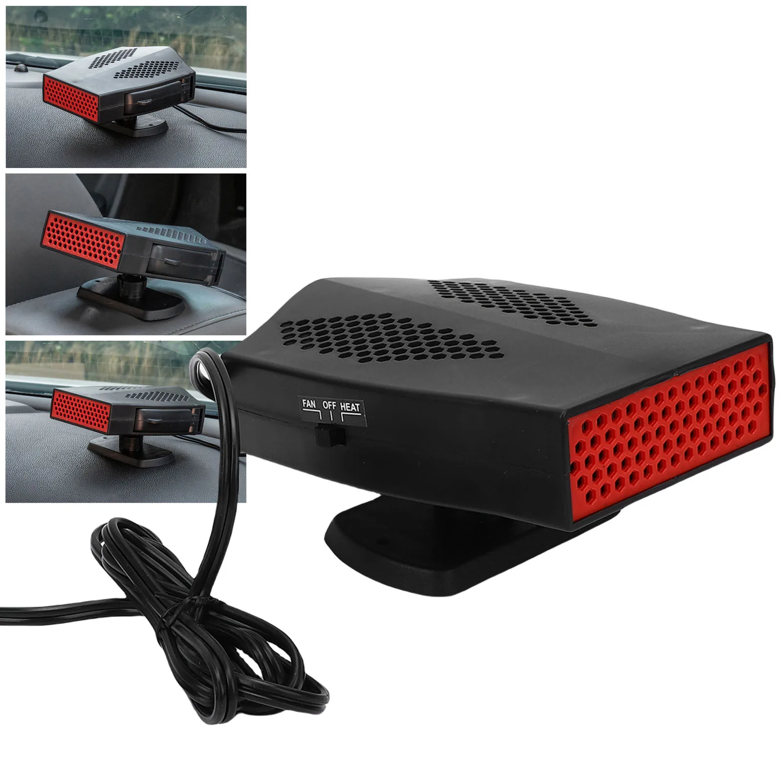 

Портативный автомобильный обогреватель 200 Вт, быстрый нагрев, размораживание и обеззапотевание лобового стекла, автомобильный обогреватель-вентилятор с кабелем для прикуривателя