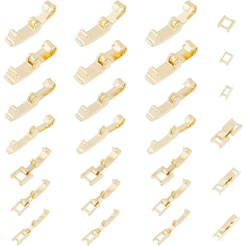 

28 шт., 7 размеров, латунные складные застежки, удлинительная застежка, настоящее 24-каратное позолоченное застежка, торцевые заглушки, ремешок для часов, застежки для браслета, ожерелья