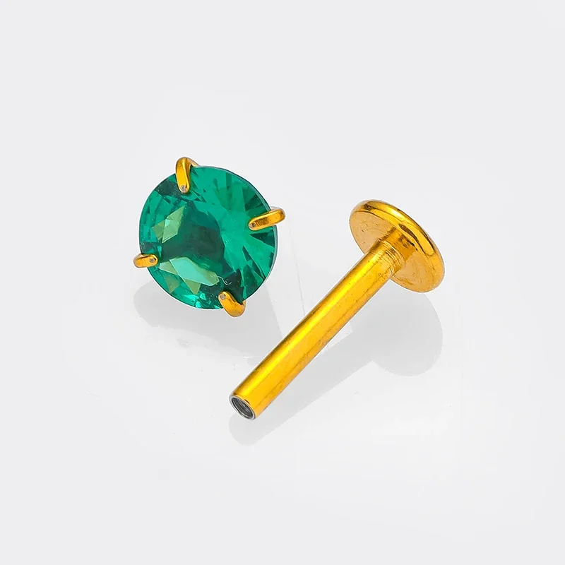 1PC Classic 16G Surgical Steel Green Zircon Lip Labret Piercing Helix Cartilage Earring Lip Stud Ring Piercing Jewelry