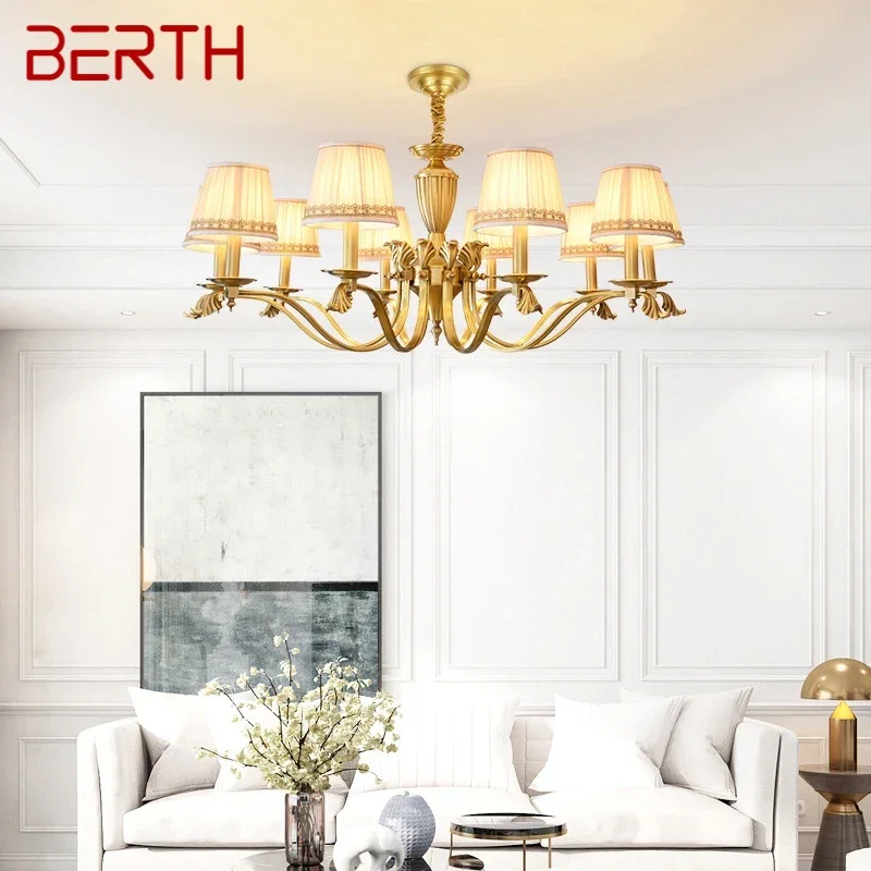 

BERTH American Brass Pendent Lamp Luxurious Living Room Restaurant Bedroom Retro Hotel Villa Chandelier