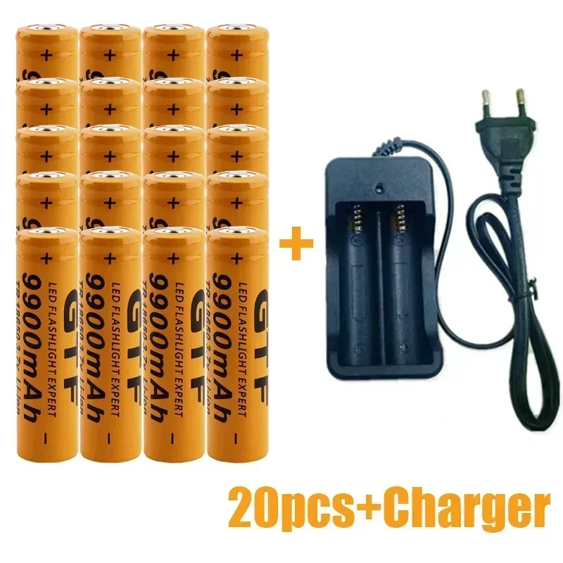 18650 Battery 2024NewBestselling 9900mAh+Charger 3.7V 18650 Li-ion Batteries Rechargeable Battery for Remote Control Screwdriver