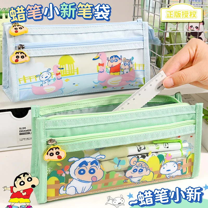 

New Crayon Shin chan Pencil Case Large Capacity Transparent Pencil Case Middle School Pencil Box Girl Gift