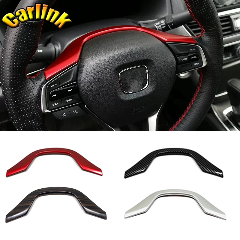 Interrupteur à bouton de volant de voiture en ABS carbone/rouge/bois, accessoires de cadre décoratif pour Honda sight 2018 2019 Accord 2018 – 2022
