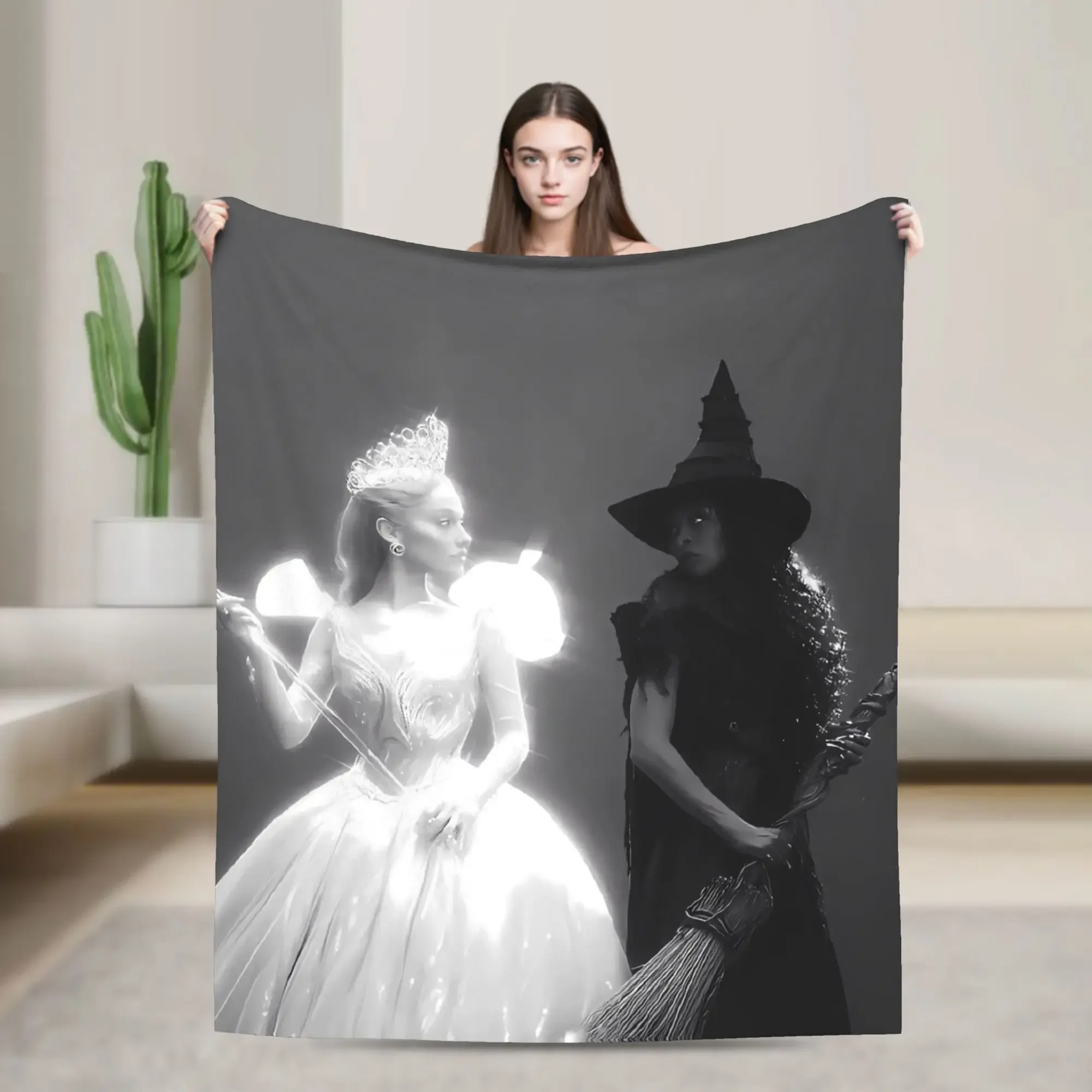 

Wicked for Good Elphaba Glinda Soft Plush Throw Blanket for Couch Chair Picnic Flannel Bedspread Bed Cover